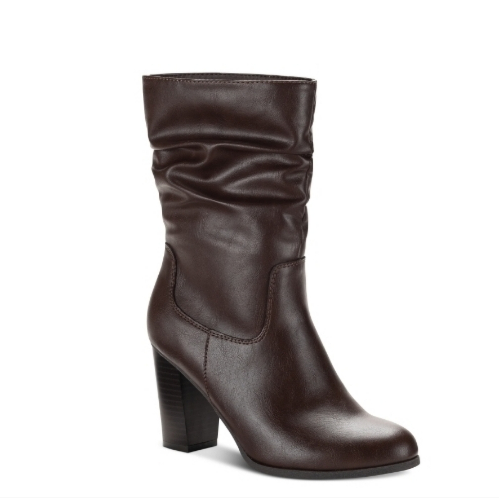 Style And Company Saraa Block Heel Chocolate Slouch Boots Size 11 New